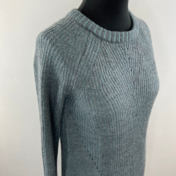 Numph Chunky Knit Blue Gray Crewneck Sweater 7517 Wool Alpaca Blend Pullover XS - Picture 5 of 9